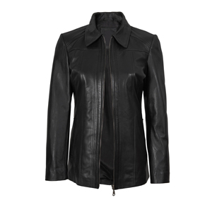 Women's Genuine Leather Motorcycle <b>Jacket</b> Turn-down Collar Full Sleeve Zipper Closure Autumn Solid Color Biker Style - Product Image 2
