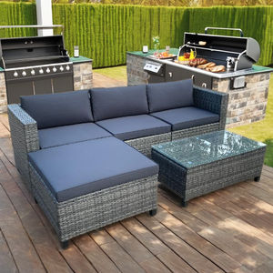 Modern Elegant Outdoor Patio Furniture Indoor/Outdoor <b>Garden</b> Sofa Set Powder Coated Steel Wicker/Rattan Indispensable for Your - Product Image 3