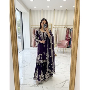 ชุดชาราร่าพร้อมสวมใส่ ดีไซน์ใหม่มาแรง พร้อมผ้าคลุมไหล่ สำหรับงานปาร์ตี้ ชุดชาราร่าปักลายหนัก - Product Image 1