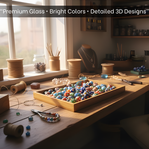 Perles en verre soufflé à la main colorées |   Perles entretoises style Murano à motifs floraux |   Fournitures pour la fabrication de bijoux DIY |   Brins de 8 pouces |   EXCEL - Product Image 3