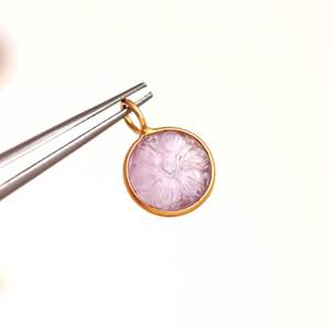 Colgante de flor de amatista rosa natural tallado a mano, amuleto de piedra preciosa, joyería de plata de ley 925, colgante de piedra de amatista rosa para 11MM - Product Image 5