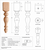 Pieds de meubles élégants et ronds de la marque EFS, écologiques, durables et faciles à installer pour les armoires, les tables et les tabourets