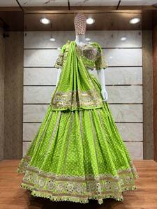 Traditional Indian Pakistani <b>Women</b> <b>Lehenga</b> Choli Embroidered Floor-Length Loose Fit Wedding Wear Silk Stretchable - Product Image 2