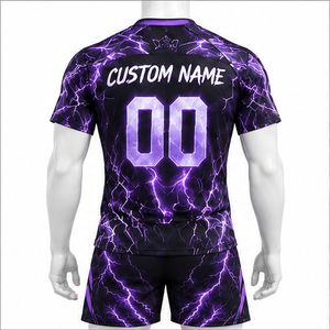 Tenues de rugby pour hommes entièrement sublimées, kits personnalisés avec nom d'équipe imprimé, 100 % polyester, séchage rapide, respirant, maillot de rugby à col. - Product Image 3