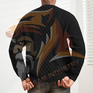 Pull tricoté personnalisé pour homme, grande taille, hiver, écologique, respirant, séchage rapide, couleur unie, lourd, 100 % coton, style streetwear - Product Image 2