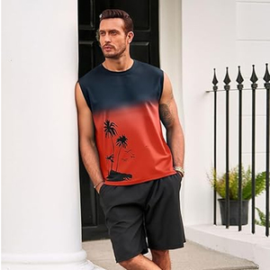 Camisetas sin mangas para hombre al por mayor con logo personalizado, estilo hip hop, transpirables, ecológicas, de secado rápido, anti-bolitas, cuello redondo, para vacaciones y playa. - Product Image 1