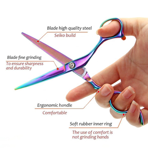 Tijeras de Peluquería Profesionales para Cortar el Cabello, Tijeras de Entresacar de 32 Dientes para Diestros con Mango Largo - Product Image 3
