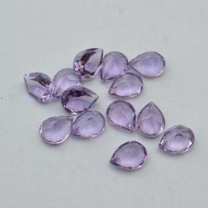 3x4mm-10x14mm Natural Rosa amatista facetada pera corte piedra preciosa Rosa De Francia amatista febrero piedra natal joyería más vendida - Product Image 3