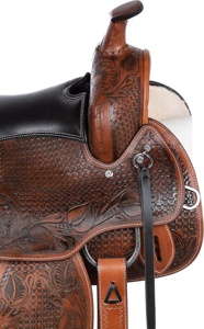 Selle de cheval occidentale en cuir de qualité supérieure avec ensemble de crins de cheval assortis, selle de baril en cuir véritable, selle de course anglaise - Product Image 3