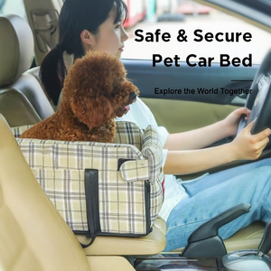 Siège de voiture pour chien avec console centrale à carreaux, boîte rehausseuse d'accoudoir, sac de transport portable pour animaux, sac à bandoulière, lit de voyage sécurisé pour petits chiens et chats - Product Image 2