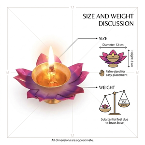 Handcrafted Mauve <b>Lotus</b> Brass Diya Decorative Pure <b>Lamp</b> Traditional Indian Pooja Article Festival Home Decor Wholesale Suppliers - Product Image 6