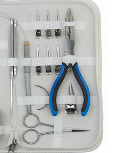 Kit professionnel d'outils pour extensions de cheveux 4 pièces : pinces en acier inoxydable, aiguille à boucle, ciseaux pour salon de coiffure professionnel - Product Image 3