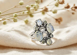 Art Palace, el más nuevo estilo, piedra lunar arcoíris, piedra preciosa, anillo de plata, joyería fina informal, Perla de diamante para regalo de compromiso de boda - Product Image 2