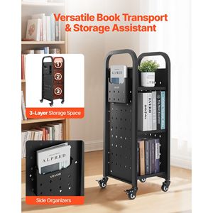 Carrello Porta Libri a L Monofacciale con Ruote, Capacità 100 kg, 32x35x93 cm - Product Image 2