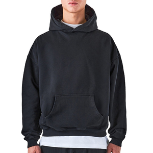 เสื้อฮู้ดดี้ผู้ชายทรงโอเวอร์ไซส์ ผ้าฝ้ายเฟรนช์เทอร์รี่ 100% ระบายอากาศได้ดี ตกแต่งโลโก้ปักแบบกำหนดเอง แขนเสื้อแบบดรอปโชว์เดอร์ เหมาะสำหรับฤดูหนาว - Product Image 1