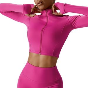 New Full Zipper <b>Yoga</b> <b>Jackets</b> Luxury Nylon Spandex Mositure Wicking Fitness <b>Jackets</b> for Women - Product Image 3
