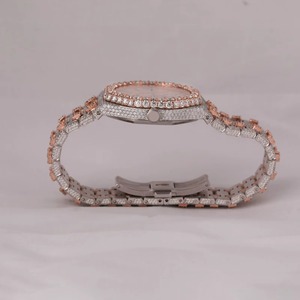 Montre de luxe pour homme en acier inoxydable, sertie de diamants blancs brillants en moissanite VVS, carrée, résistante à l'eau 10 bars, collection Hip Hop, mouvement à quartz - Product Image 4