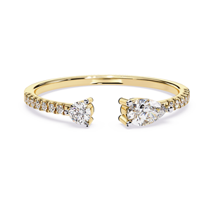 Anillo de Diamante Cultivado en Laboratorio con Corte Pera, Oro Amarillo de 14K/18K, Diseño Abierto, 0.30 CT, DEF VVS, Estilo Étnico para Novia, Chapado en Rodio - Product Image 2