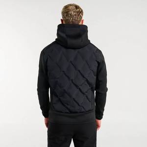 Chaqueta de Invierno Acolchada Negra para Hombre, con Capucha, Cuello Alto Personalizado, Logotipo Frontal, Ropa de Calle, Venta al Por Mayor - Product Image 2