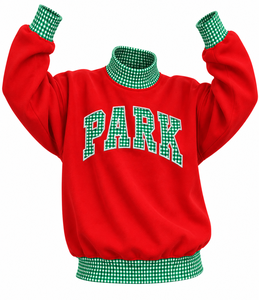 Sweat-shirt oversize à col montant pour femme, personnalisé avec broderie de lettres en gingham, en molleton de coton doux, vente en gros - Product Image 3