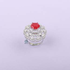 24K Gold Plated Dovie Ruby CZ Designer Fashion Ring with Zircon - Product Image 1