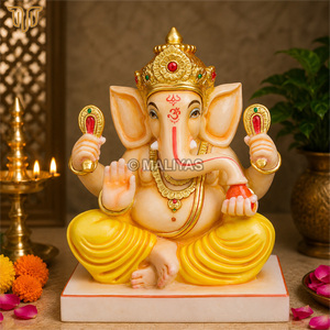 Pure Marble Ganesh Statue | Handcrafted Lord Ganesha Idol | Premium Marble Ganpati Murti for Home Temple | Hand-Painted 18 Inch - Product Image 1
