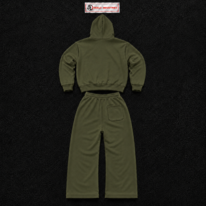 Conjunto Deportivo con Capucha Olive, Pantalones Largos de Color Sólido con Cordón Ajustable y Sudadera con Logotipo Frontal, Felpa Suave para Gimnasio - Product Image 6