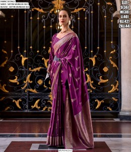 Neelambara Temple Embroidered <b>Saree</b> with Blouse-Traditional Party Wear Wrinkle Free & Moisture Wicking - Product Image 1