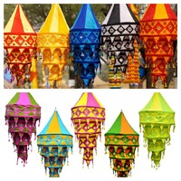 Lanternes de décoration de mariage bohèmes de luxe en coton indien, lampes pliables, suspensions colorées pour tentes, lustres de jardin