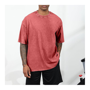 100% Cotton Premium Quality Mens <b>Acid</b> Washed Letter Pattern Oversized <b>Drop</b> Shoulder T-Shirts - Product Image 6