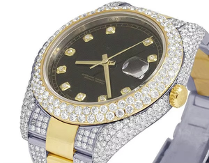 Montre BOJ R.O.L.E.X.025 pour homme, avec chiffres en diamant, entièrement en moissanite, luxe, mode, quartz analogique, acier, 41 mm, 3 ATM, résistante à l'eau, style hip-hop - Product Image 3