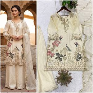 Superior AARIKA TEXTILE Soft Chinon Silk Embroidered Girls' Kid's Wear Beads <b>Sequins</b> Work Fendy Dupatta Traditional Wedding - Product Image 3