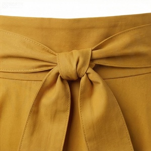 High Waist A-Line Satin Skirt With <b>Bow</b> Tie Elegant Knee-Length Solid Color Women's Skirt All Seasons Woven Fabric - Product Image 4