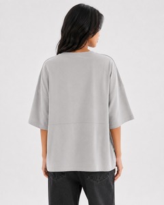 เสื้อยืดโอเวอร์ไซส์ลำลองสำหรับผู้หญิงแบบสั่งทำพิเศษ คุณภาพสูง โลโก้ลายเรียบ ฤดูร้อน ระบายอากาศ แห้งเร็ว เป็นมิตรกับสิ่งแวดล้อม ผ้าแคนวาส - Product Image 3