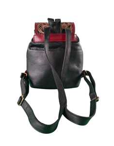 New Hand <b>Tooled</b> Genuine Leather <b>Backpack</b> Floral Design Embossed Bohemian Style Softback Detachable Strap Unisex Multi Functional - Product Image 2