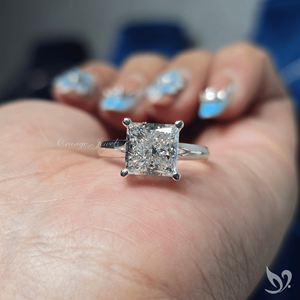 Bague de fiançailles et de mariage solitaire en or massif 10K, avec diamant de laboratoire taille princesse audacieuse à tige fendue, 3 carats, certifiée IGI, tendance - Product Image 4