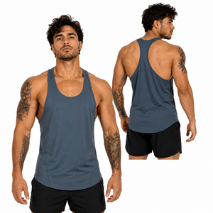 Custom Mens Stringer Tank Top Gym Workout Bodybuilding Racerback Sleeveless Fitness Vest Athletic Training <b>Singlet</b> - Product Image 2