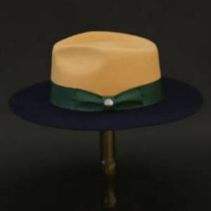 Chapeau en feutre de laine de style britannique rétro pour hommes et femmes, chapeau Fedora bicolore - Product Image 3