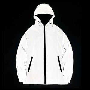 <b>Light</b> Gray Hooded Windbreaker <b>Jacket</b> <b>Men</b> Casual Spring Zipper Closure Regular Fit Lightweight Polyester Outerwear - Product Image 4
