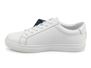 Baskets blanches en cuir véritable à lacets, bout rond, semelle extérieure en caoutchouc, semelle intermédiaire en EVA, chaussures décontractées toutes saisons pour la marche - Product Image 4