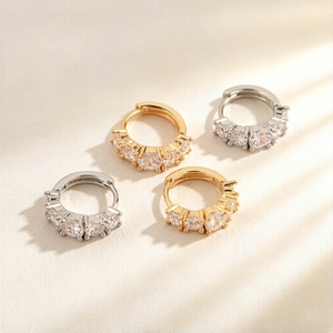 Pendientes de Aro al por Mayor de Oro Sólido de 14K con Diamantes Cultivados en Laboratorio, Pendientes de Aro de Moda para Mujer, Pequeños y Delicados de Lujo Ligero - Product Image 5