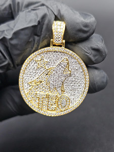 Pendentif Tête de Loup en Moissanite VVS avec Nom Personnalisé TEO, Bijou Hip Hop Iced Out, Effet Diamant, Pièce Détachée - Product Image 3