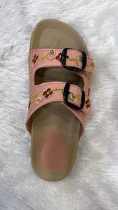 <b>Women</b> Pink Embroidered Flat <b>Sandals</b> Floral <b>Buckle</b> Strap Open Toe Casual Ethnic Footwear for Party Wedding and Daily Wear - Product Image 5
