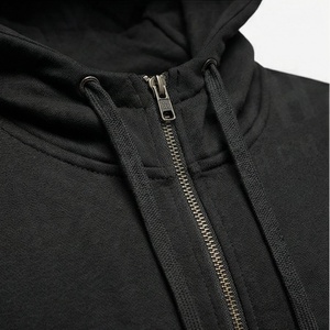 Ensemble de survêtement noir à capuche pour homme, sweat-shirt zippé et pantalon de jogging, tenue de sport décontractée, couleur unie, respirant, en polyester, pour l'automne - Product Image 4