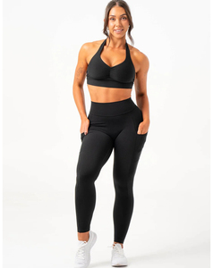 Leggings de Yoga de Cintura Alta para Mujer, Tejido de Spandex/Nylon, Impermeables, Color Sólido, Alta Calidad, 160 g - Product Image 1