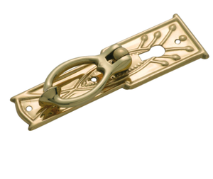 Poignée de meuble en laiton H100 x L30mm avec trou pour clé, finition laiton antique pour armoire de cuisine - Product Image 4