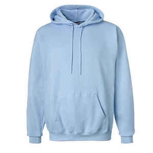 Sweat-shirt à capuche bleu clair pour homme, manches régulières, couleur unie, en molleton tricoté, style automne - Product Image 1