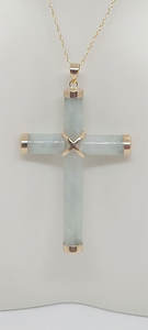 Natural Amazonite Stone <b>Cross</b> Pendant <b>Necklace</b> Gold Plated Handmade Christian Faith Jewelry <b>for</b> <b>Women</b> - Product Image 4