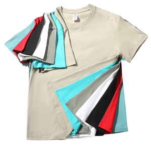 T-shirt décontracté à manches courtes col rond pour homme, 220 g/m² polyester/coton, couleur unie, respirant, coupe ample, personnalisable OEM/ODM avec logo - Product Image 1