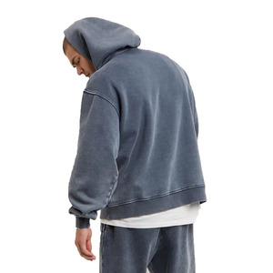 Sweat à capuche personnalisé pour homme, en molleton 100% coton, uni, délavé à l'acide, de haute qualité, style vintage délavé - Product Image 4